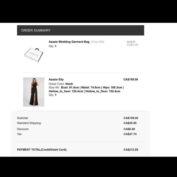 Azazie black dress A8 - Picture 2 of 2